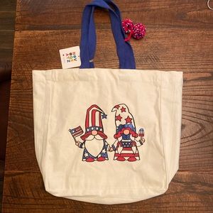 July 4th Patriotic Glitter Gnome Reusable Tote